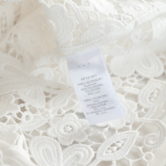 Self Portrait Long Sleeve Off White Lace 3D Mini Dress - Picture 9 of 9